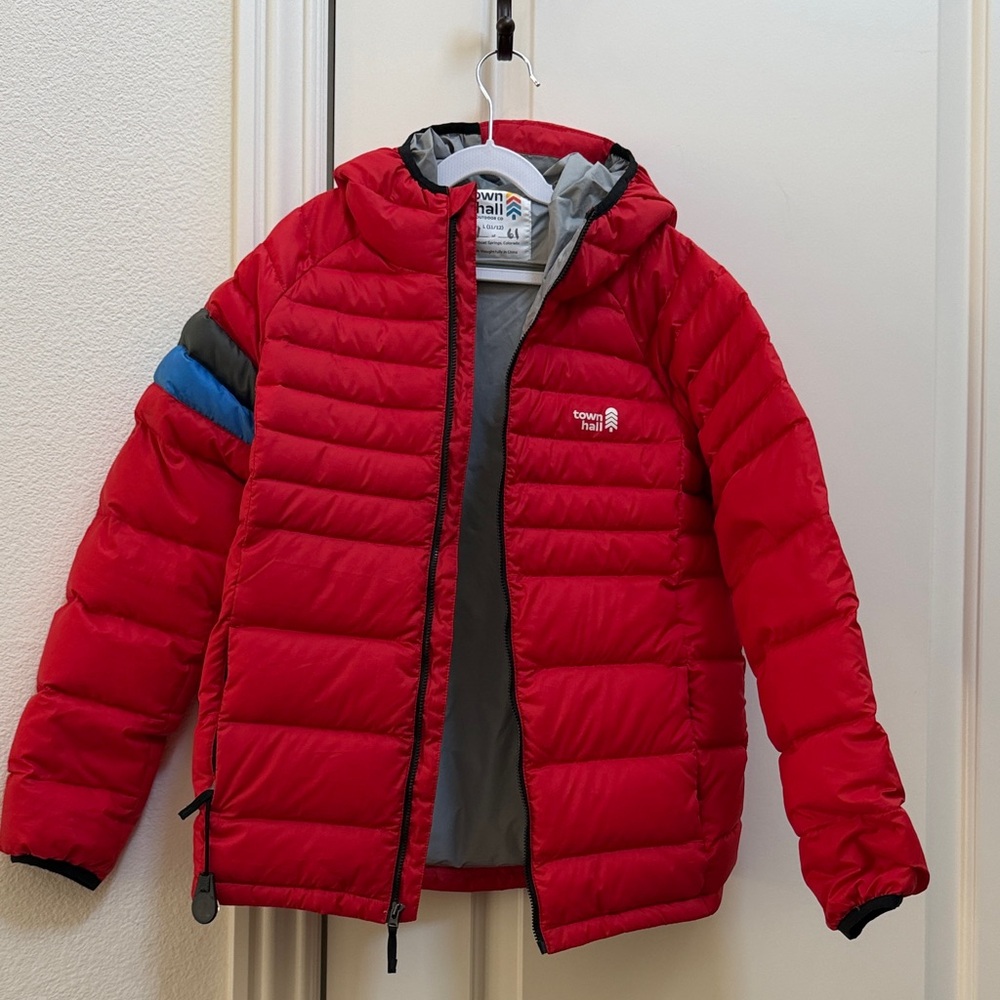 Red Puffer Down Jacket - size 11/12